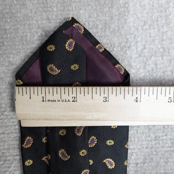 Polo Ralph Lauren Tie Black Macclesfield All Over Paisley Silk Vintage - Picture 5 of 5